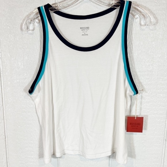 NEW Mossimo Boys White and Blue Tank Top XL - Picture 1 of 8